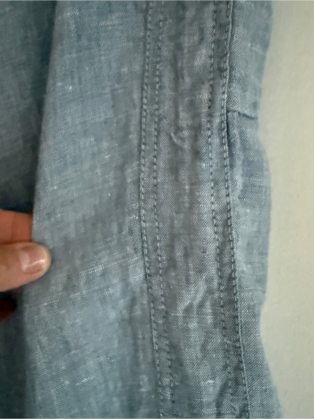 Athleta Cabo Linen Wide Leg Pull On Drawstring Chambray Blue Pants  Size 20 - Picture 12 of 16